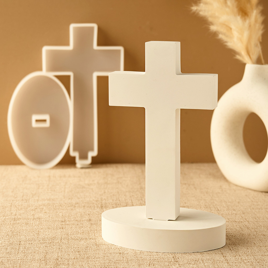 

DIY Cross Craft Silicone Mold 3D Cross Candle Plaster Resin Casting Mold Reliquary Jewelry Display Stand Easter Gift Making Tool