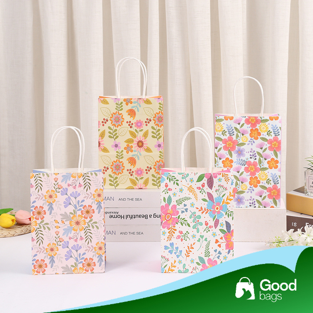 

Paper Bag Kraft / Goodiebag Motif Flower / Paper Bag Flower / Tas Kado Ulang Tahun I AK02I3-AK04I3