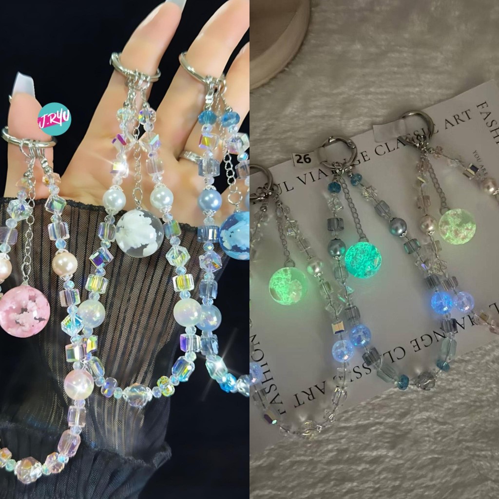 JRYU Gantungan HP Korea RYUJIN-GID gantungan gelang kristal gantungan tas menyala dalam gelap crysta