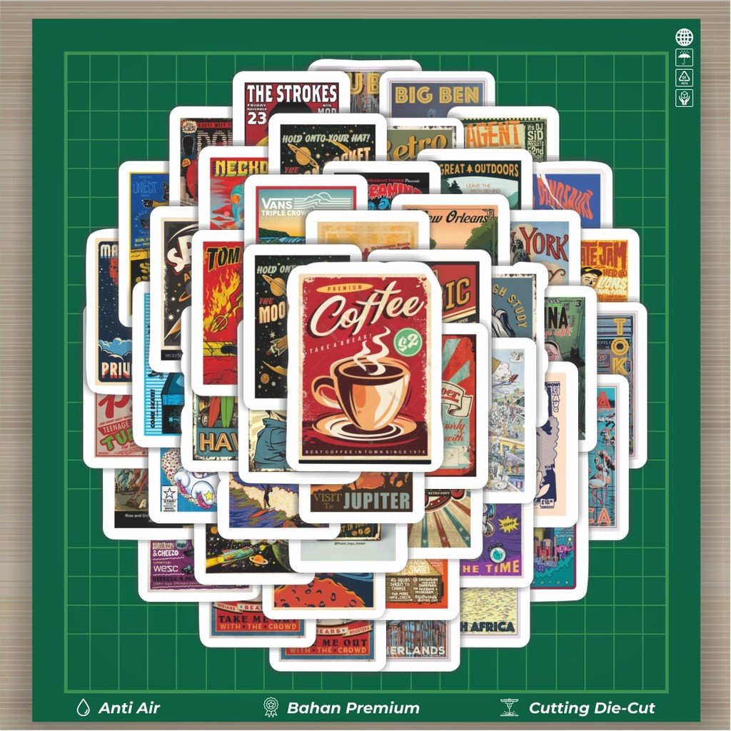 

HOT 50 PCS STIKER Stiker Poster Dinding Retro Dekorasi Lucu Kreatif untuk Notebook, Skateboard, HP