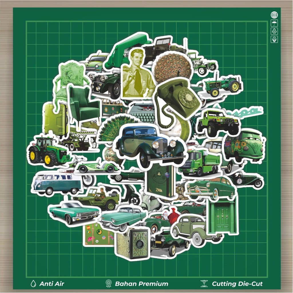 

HOT 50 PCS STIKER Stiker iNS Retro Hijau Aesthetic Waterproof Stiker Fashion Cars Decal Dingin Kartu Album Custom Vinyl Anti Air- Sticker Aesthetic Buku Journal Koper Casing HP Tablet Laptop Helm Motor Botol Minum