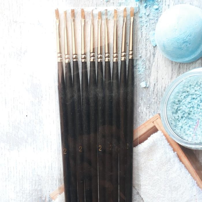 

Phoenix Kuas Lukis Brush Round Flat Paket Bundling isi 10pcs - 8 Round Panjang