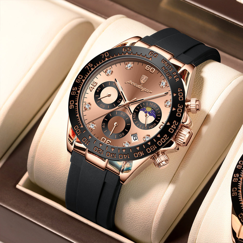

Jam tangan pria multifungsi merek Swiss baru dengan tali silikon jam tangan fashion