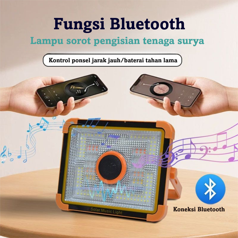 Speaker Bluetooth/Lampu Tenaga Surya Versi Bluetooth Portabel Dengan Kabel USB Lampu Emergency Tahan