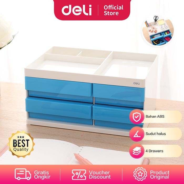 

Deli Desk Organizer Organiser Plastik 4 laci EZ250X0 - Merah Muda