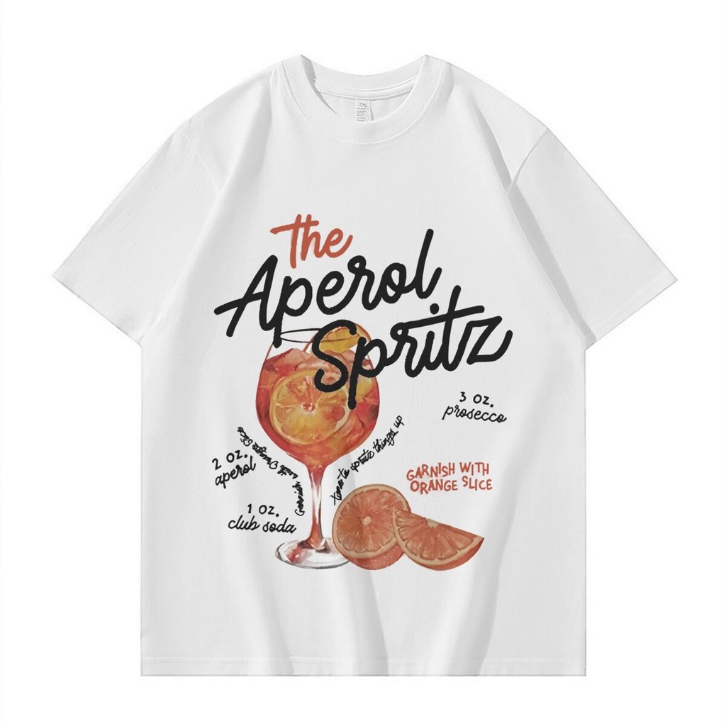 Kaos Grafis Koktail Retro Aperol Spritz Wanita Kaos Minuman Alkohol Lucu Vintage