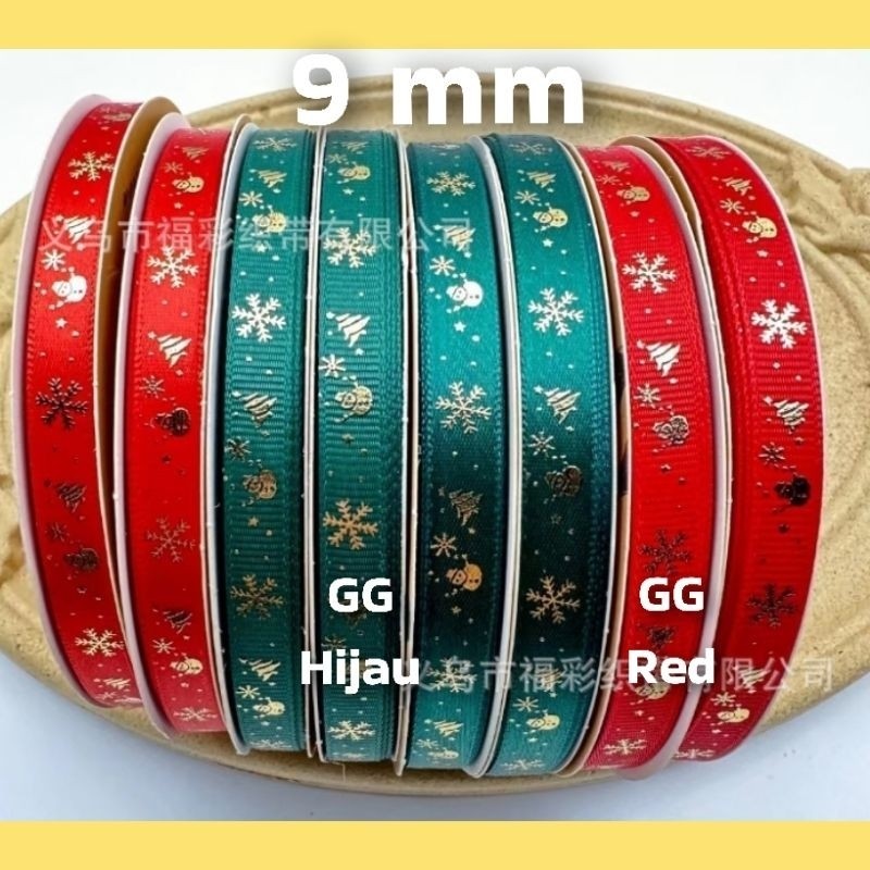 

1 Meter - 9 mm | Pita Natal | Pita Grosgrain Motif Natal