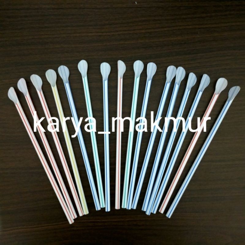 sedotan sendok plastik sedotan bentuk sendok warna warni