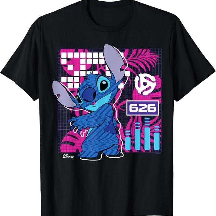 (TOP) Makeyoushine X Generasi90 Lilo And Stitch - 626 Grid T-Shirt Baju untuk Pria wanita Unisex Cot
