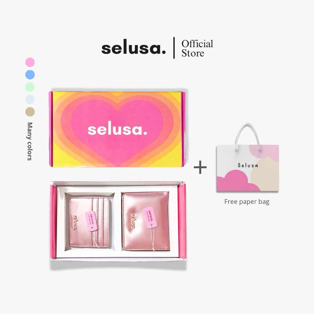 VG56TY SELUSA WALLET BUNDLING CUTE RAINBOW 2 in 1 | Bundling Dompet  ( 2 Wallet + Box + Paperbag )
