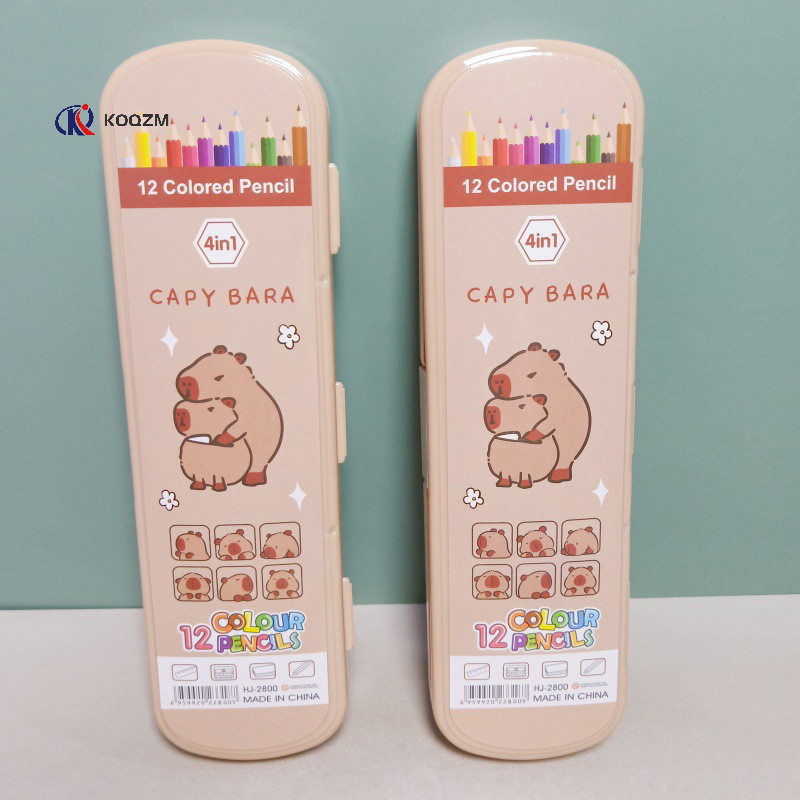 

Cartoon Cute Capybara Wooden Colored Pencils Ruler Pencil Sharpener For Children Drawings Art Colored Pencil Set Gifts