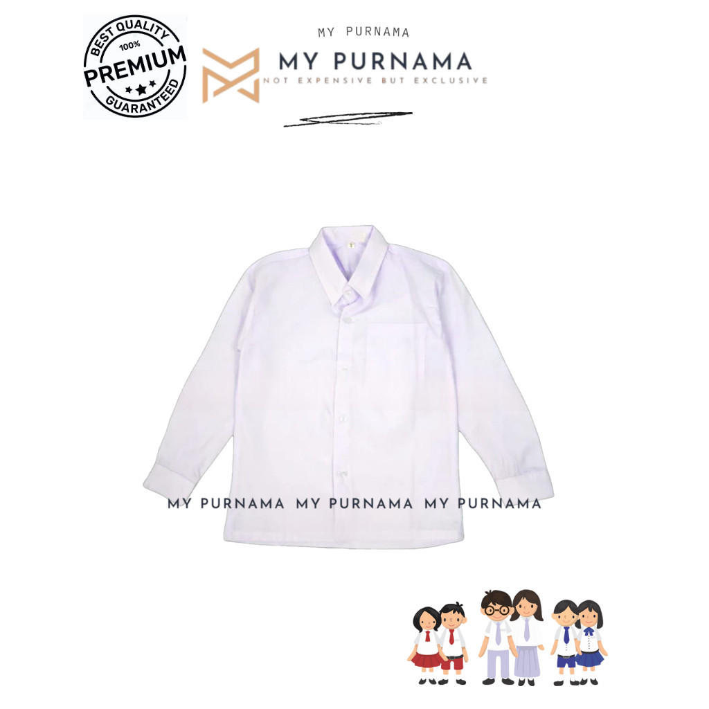 

TERBARU Kemeja Putih Lengan Panjang Polos Baju Seragam Sekolah SD SMP SMA Seragam Kerja Laki Laki Perempuan -