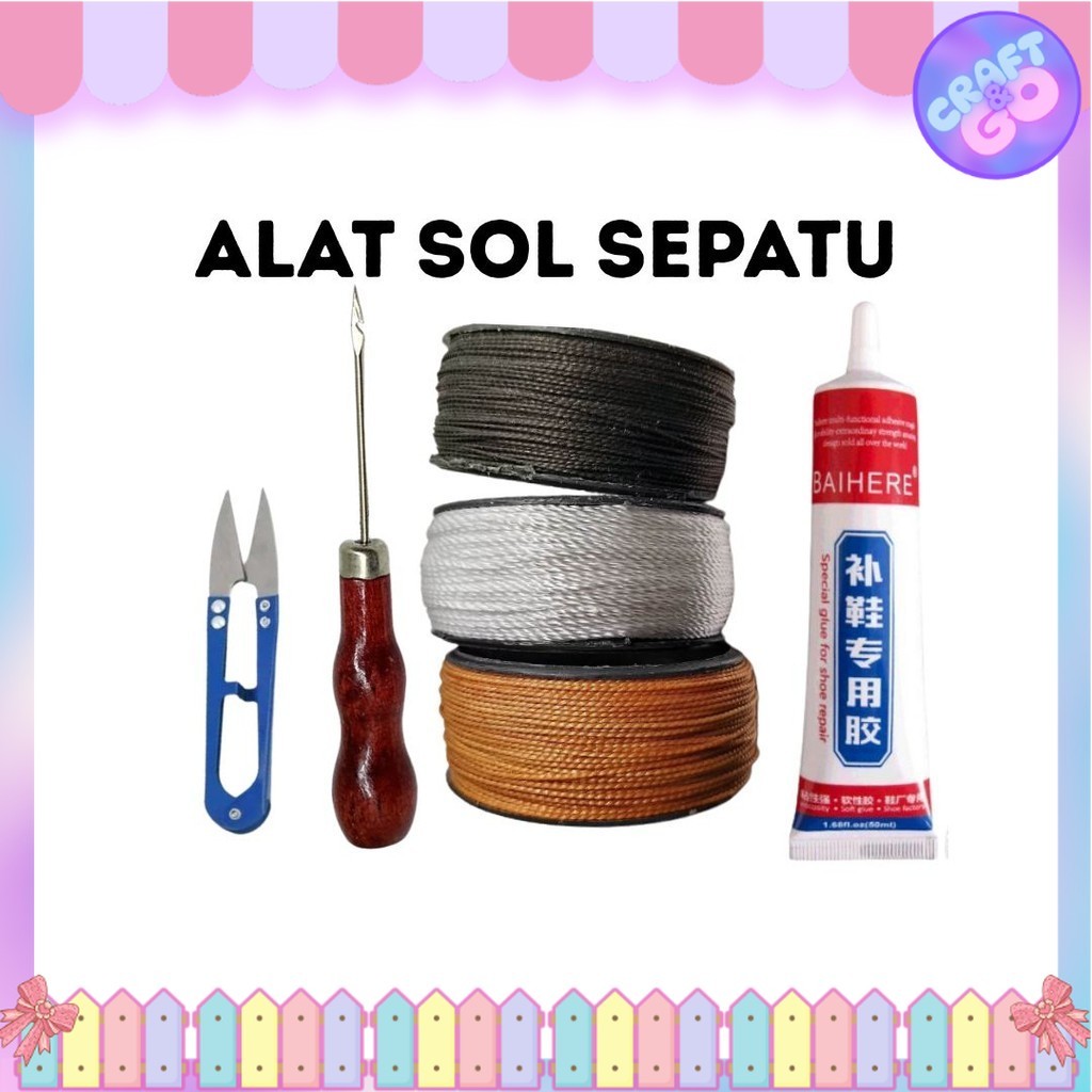 Benang Nilon sol sepatu / Jarum Sol Sepatu / Lem Sol