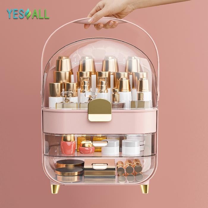 YESALL Rak Skincare Portable Aesthetic Anti Debu Serbaguna - Rak Makeup Kosmetik Estetik Transparan 