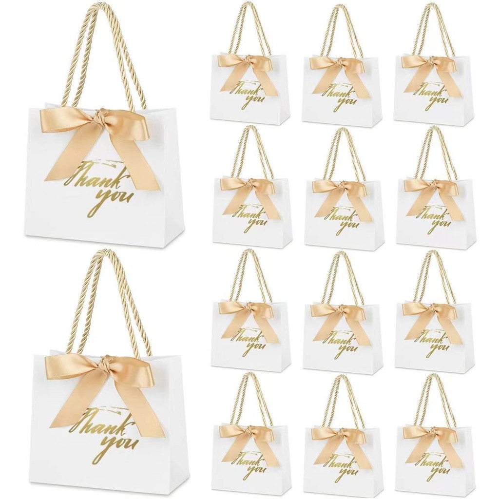 

10pcs Small Thank You Gift Bags - Candy Bags With Bow Ribbon For Wedding, Baby Showers, Birthdays, Packaging Box Gift Boxes