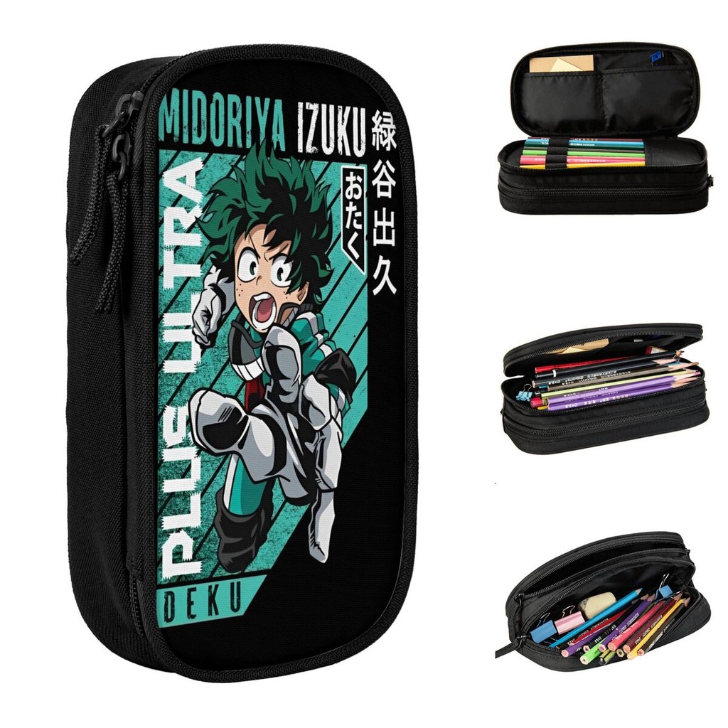 

My Hero Academia Deku Pencil Case Anime Pencilcases Pen Holder for Student Large Storage Bag School Supplies Gifts Stationery