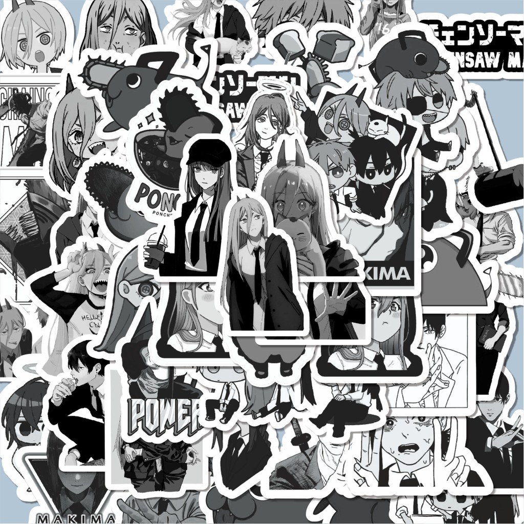 

100PCS Lucu Stiker Anime Chainsaw Man Classical Black & White Stiker Aesthetic Stiker Anti Air Stikers Berperekat Waterproof sticker decal buat Motor Helm Buku Journal Koper Casing HP Laptop Botol Minum Hadiah anak