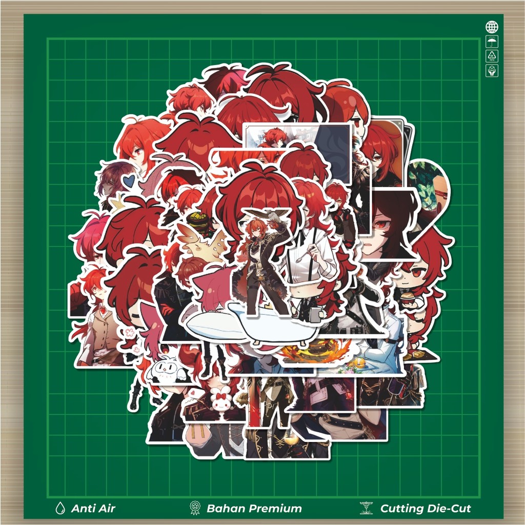 

HOT 50 PCS STIKER Stiker Anime Genshin Impact Diluc Q-1 Mini Diary Stiker Fashion Cars Decal Dingin Kartu Album Custom Vinyl Anti Air- Sticker Aesthetic Buku Journal Koper Casing HP Tablet Laptop Helm Motor Botol Minum