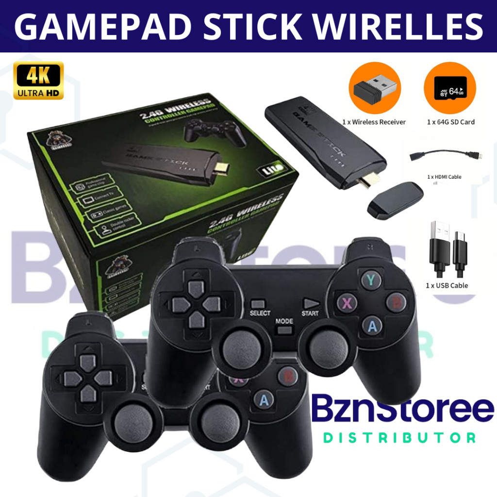Games Stick Wireless 4K Dengan Gamepad HDMI TV Video Games /ps 2 full game + stick 2 Video Game Cons