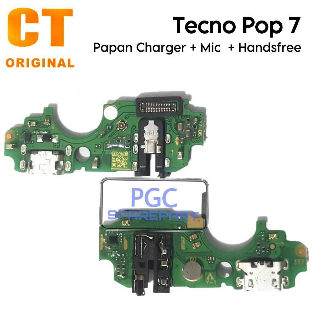 Ori Papan Konektor PCB Charger Mic + Handsfree Tecno Pop 7 / Pop7 / BF6 - Flexible Flexibel Fleksibe