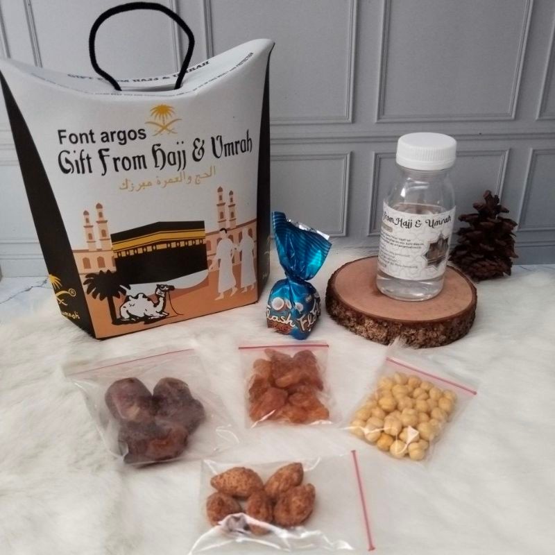

Paket Oleh-Oleh Haji dan Umroh Coklat + Almond/paket dus tenteng hampers (Paket E)/ satuan/pcs