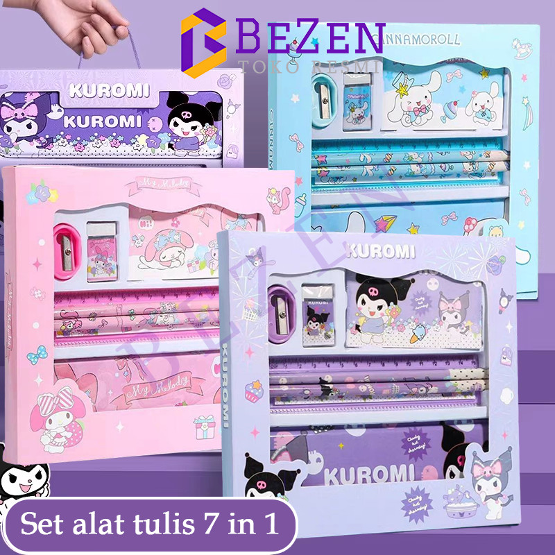 

BZ Kotak Pensil Anak Set 7 in 1 Stationery Untuk Hadiah Anak Sekolah / Alat Tulis Set Kotak Pensil Karakter Murah Lucu