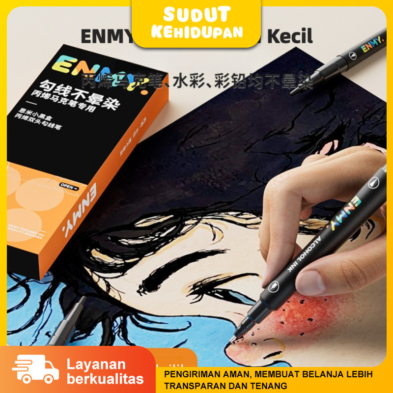 

Spidol Akrilik ENMY Spidol Outline Marking Double Tip Tinta Minyak Tahan Air untuk Drawing Art Projects