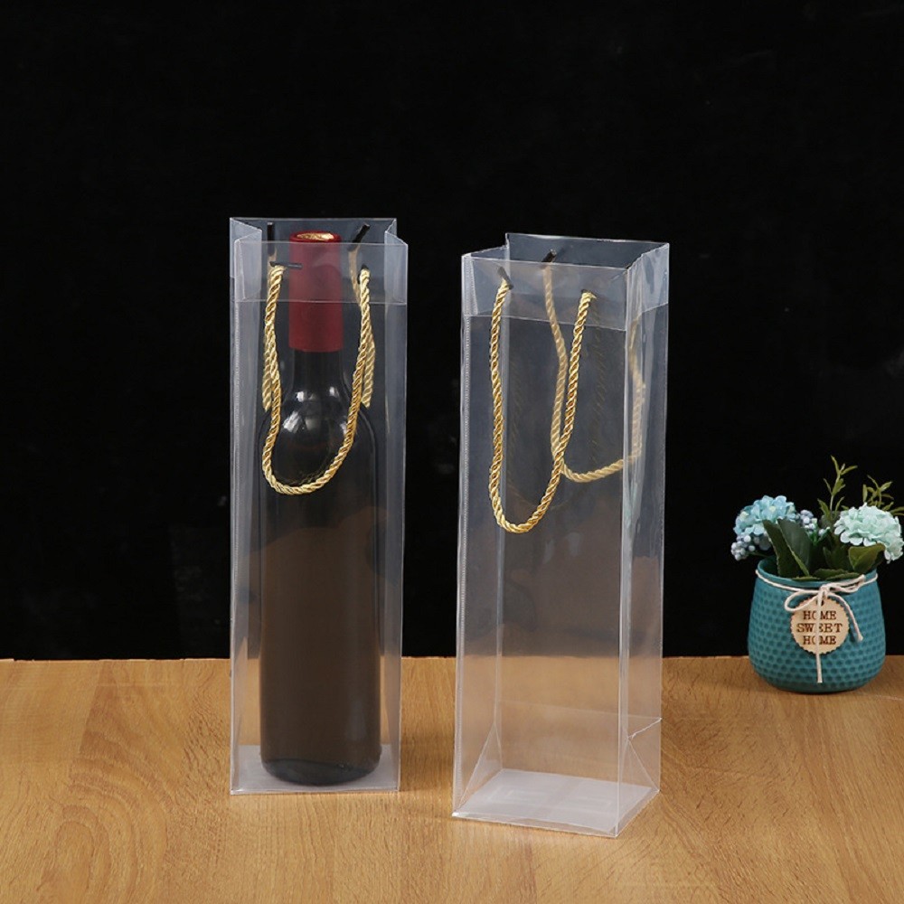 

Nautical Gift Bag for 750ml Single Bottle Kraft Clear Plastic Wine Gift Package Free Shipping Item Transparent Bags for Wine