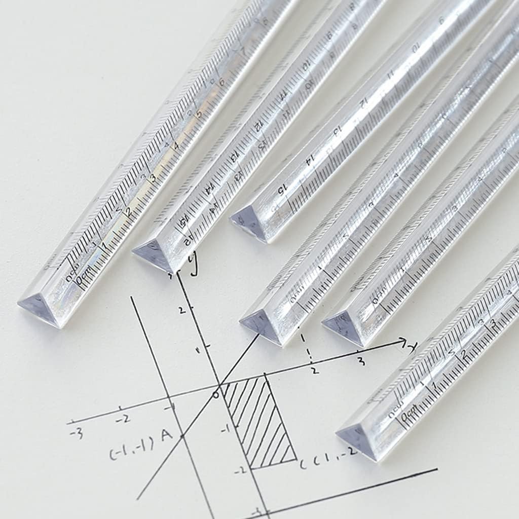 

15cm /20cm Interesting Transparent Triangular Straight Ruler Stationery School Supplies Refractable Light