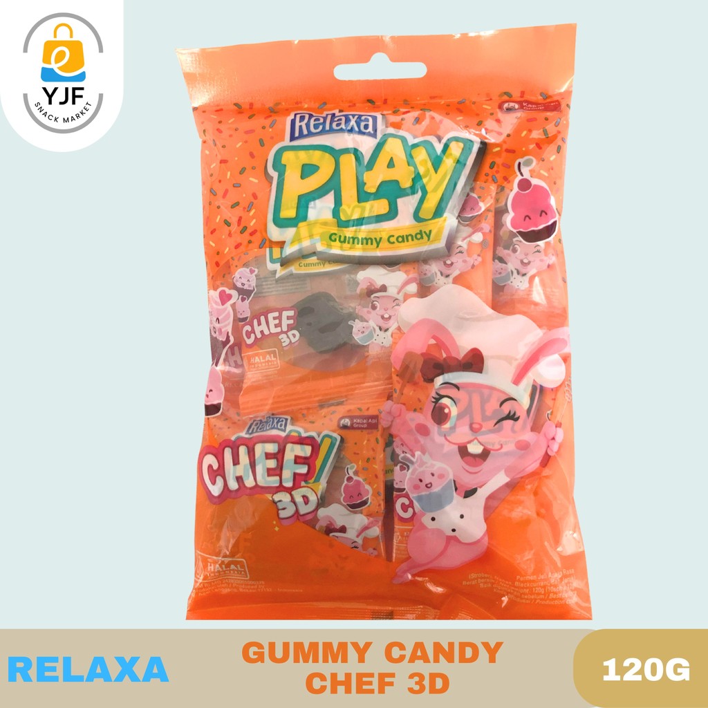 

Relaxa Play Gummy Candy Chef 3D Kemasan 120g ( isi 10sch x 12g )