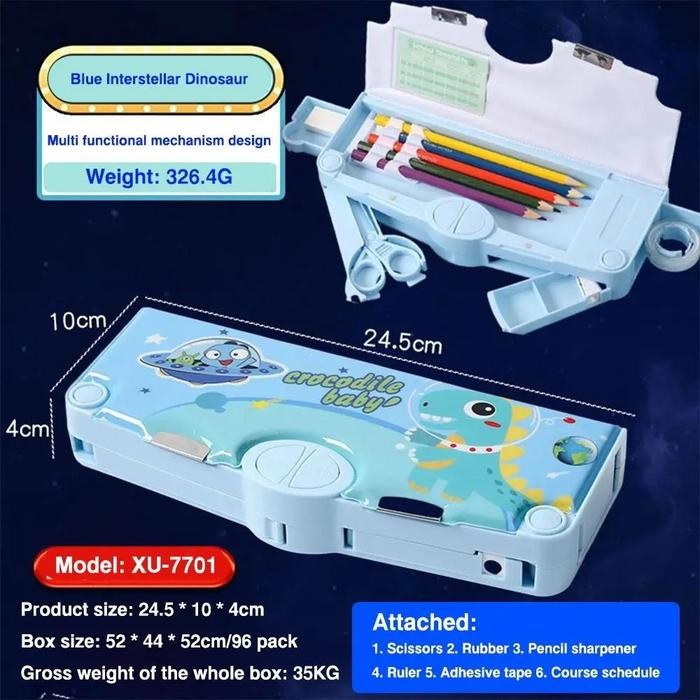 

Kotak Pensil Pola Astronot Kartun Lapisan Ganda dengan Rautan Kapasitas Besar - Stationery, Belajar - Crocodile Baby