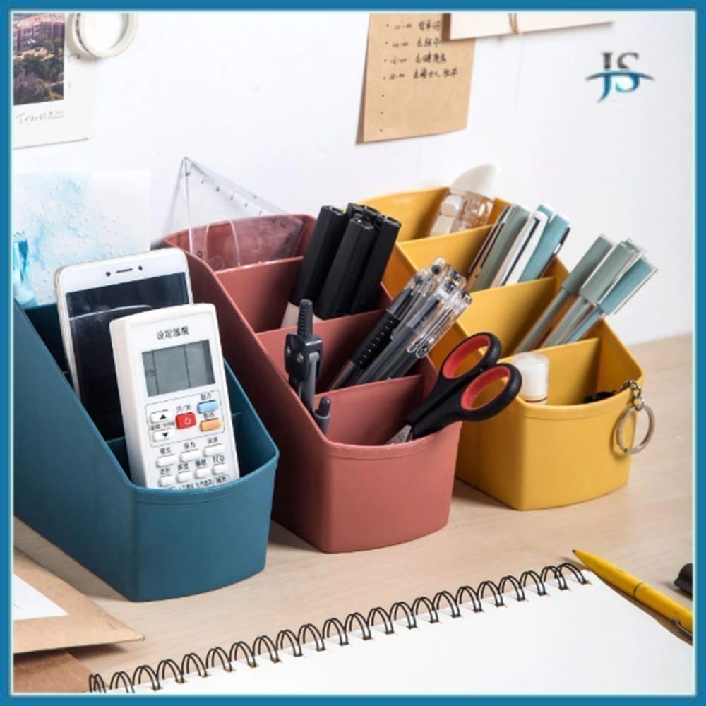 JS GROSIR Rak Meja Tempat Alat Tulis 4 Sekat / Rak Organizer Tempat Penyimpanan ATK Pena Pensil Pulp