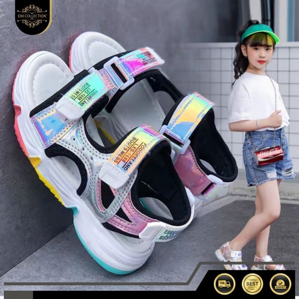 Sandal Gunung Kasual Anak SANDAL HOLOGRAM BG-963 | Sandal Anak Perempuan casual Double Velcro Sol Pe