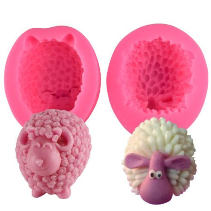 

3D Cute Sheep Silicone Candle Molds Forms DIY Handmade Animal Candle Making Soap Clay Plaster Resin Moulds Cake Decorating Tools