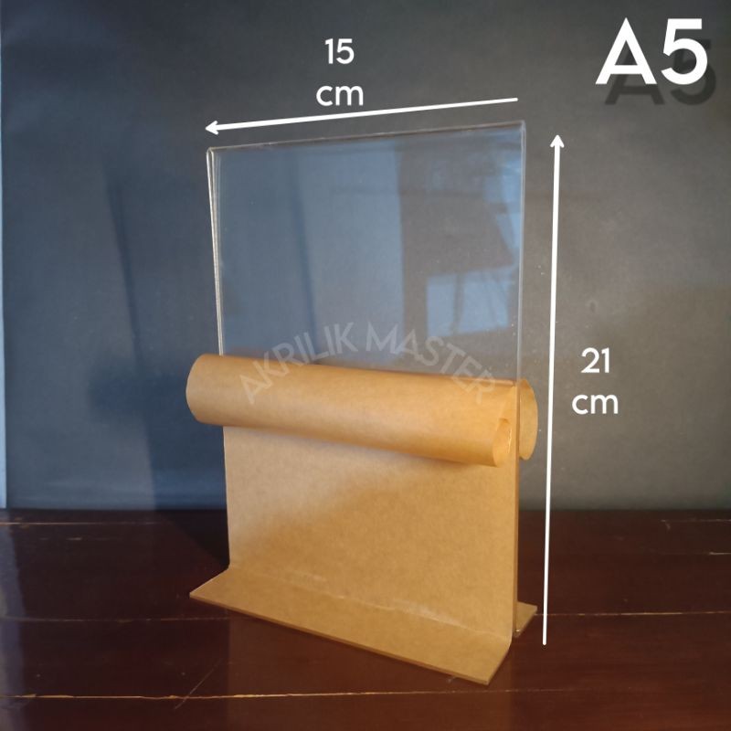 

A5 - Akrilik bening ukuran 21 x 15 cm Tempat Brosur, Qris, Menu Tebal 2 mm Acrylic stand desk
