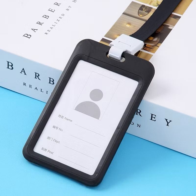 

bh Name Tag Id Card Transparant Gantungan Kartu Nama Plastik Vertical Lanyard Potrait Motif Polos Warna Warni Tanda Pengenal Bening horizontal