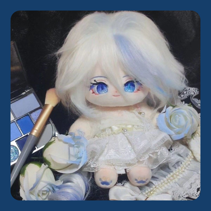 20cm Genshin Impact Furina Cotton Doll With Long Hair Focalors Cute Soft Peripheral Free Blush Gift