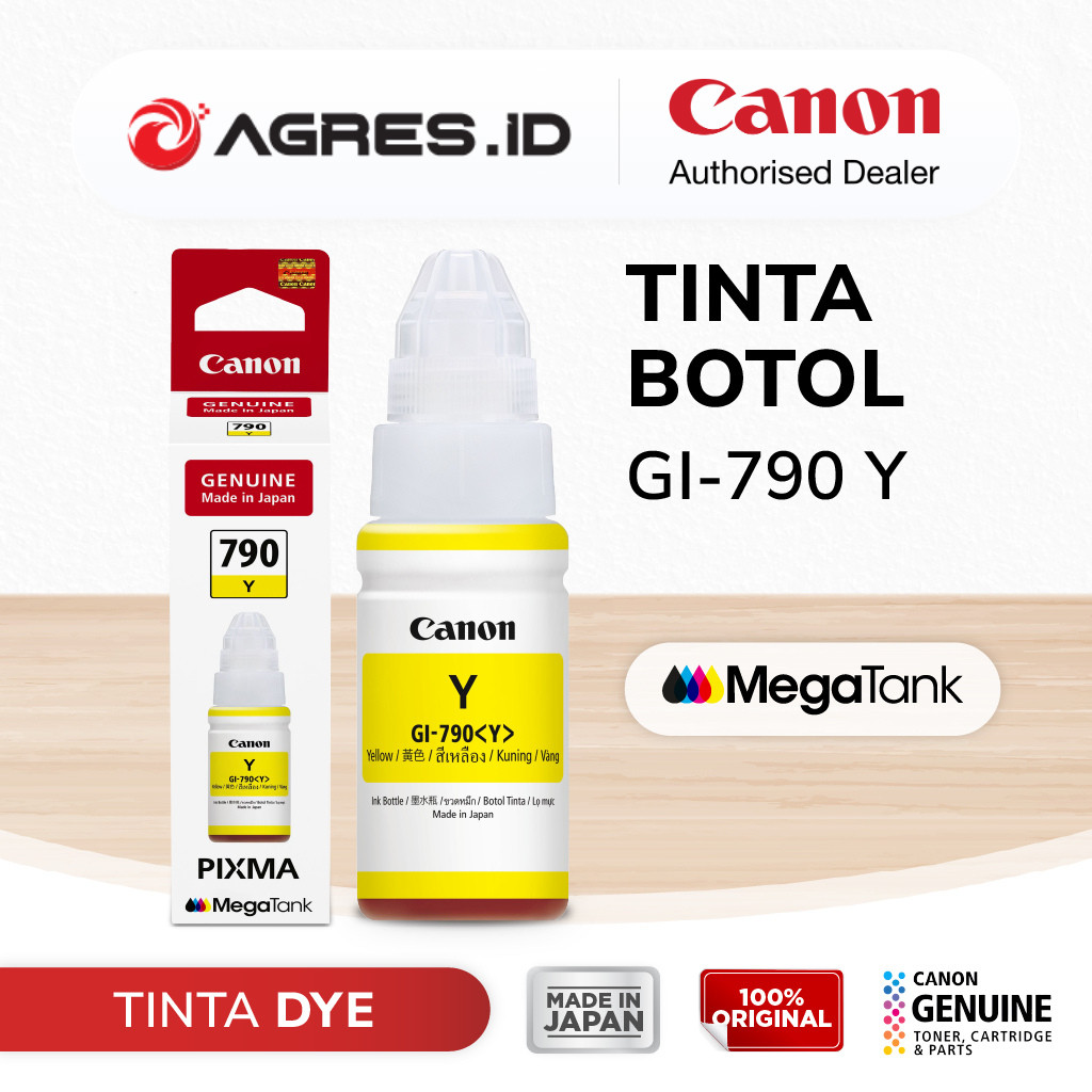 Tinta Original Canon 790 Yellow - Tinta Canon G1010 G2010 G3010 G4010 - Tinta Printer Canon MegaTank