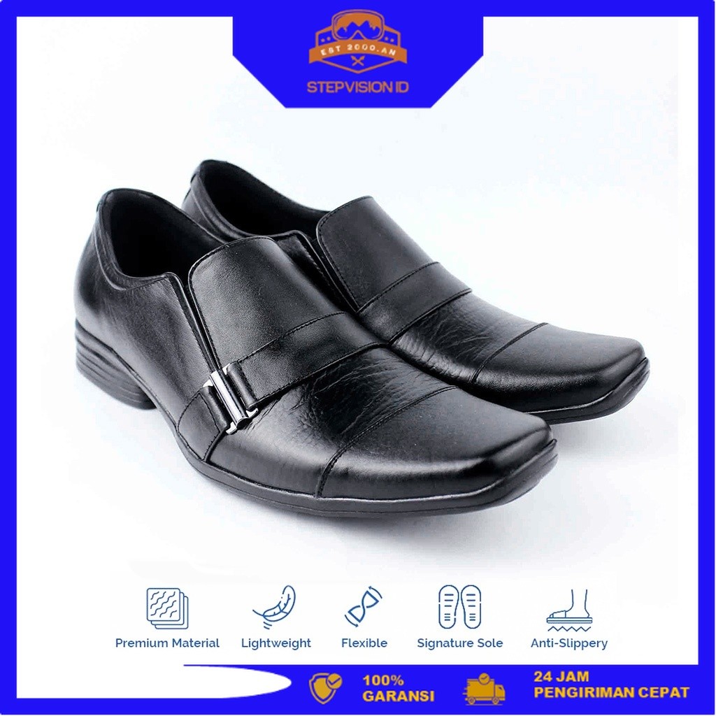 Sepatu Pantofel Pria- Sepatu Formal - Sepatu Pantofel Pria Kulit Asli D-02 HT [StepVision ID]