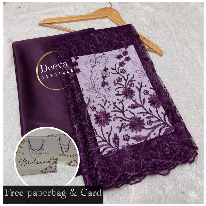 Set/Paket Kain Bridesmaid Tile Sakura Bordir & Satin Velvet (Furing)