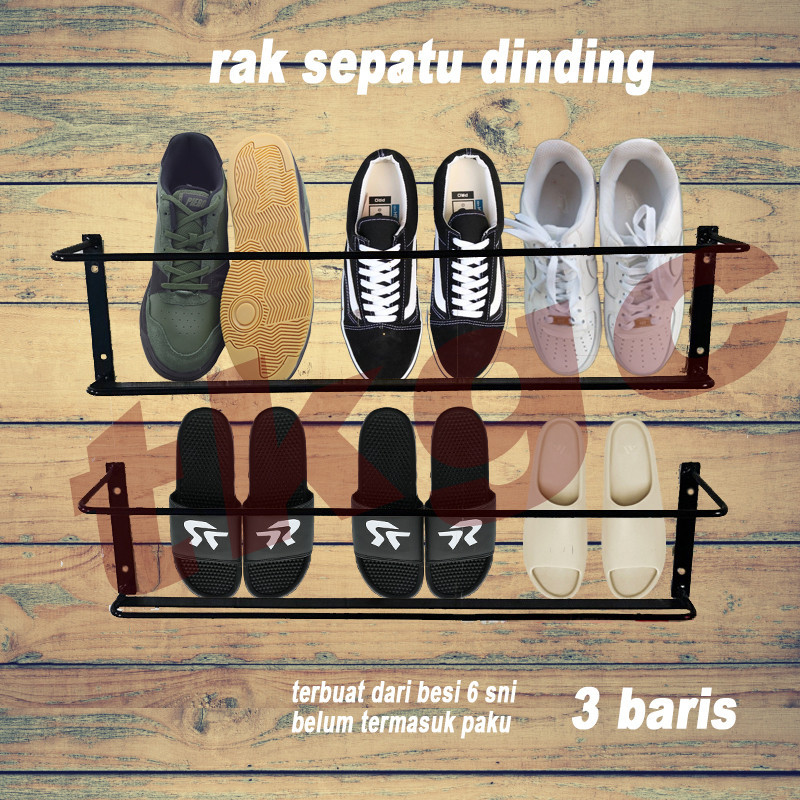 Rak besi sepatu sandal tempel dinding rak gantungan tempat sepatu dinding