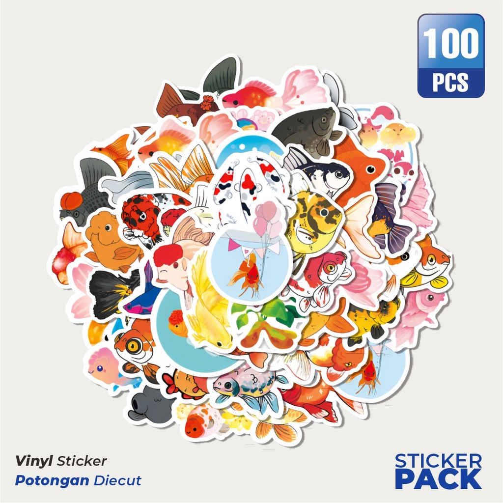 

Super Hemat! 100 PCS Stiker Cute Fish [Ikan Hias Lucu] Waterproof Aesthetic- Untuk Laptop, Motor, dan Helm - Paper Stationery Pack