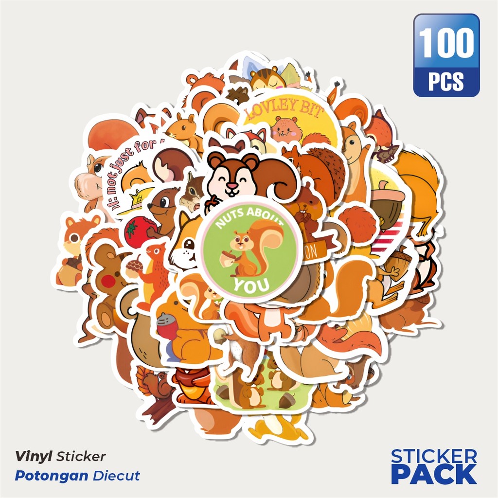 

Super Hemat! 100 PCS Stiker Hewan Squirel [Tupai] Waterproof Aesthetic- Untuk Laptop, Motor, dan Helm - Paper Stationery Pack