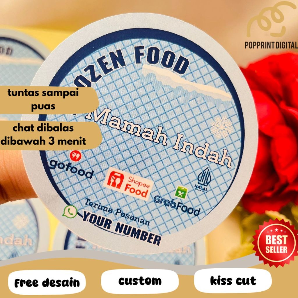 

PpD 5-8 Sticker Label Makanan Beku Free Desain Produk Frozen Food Bulat Chromo Custom Murah