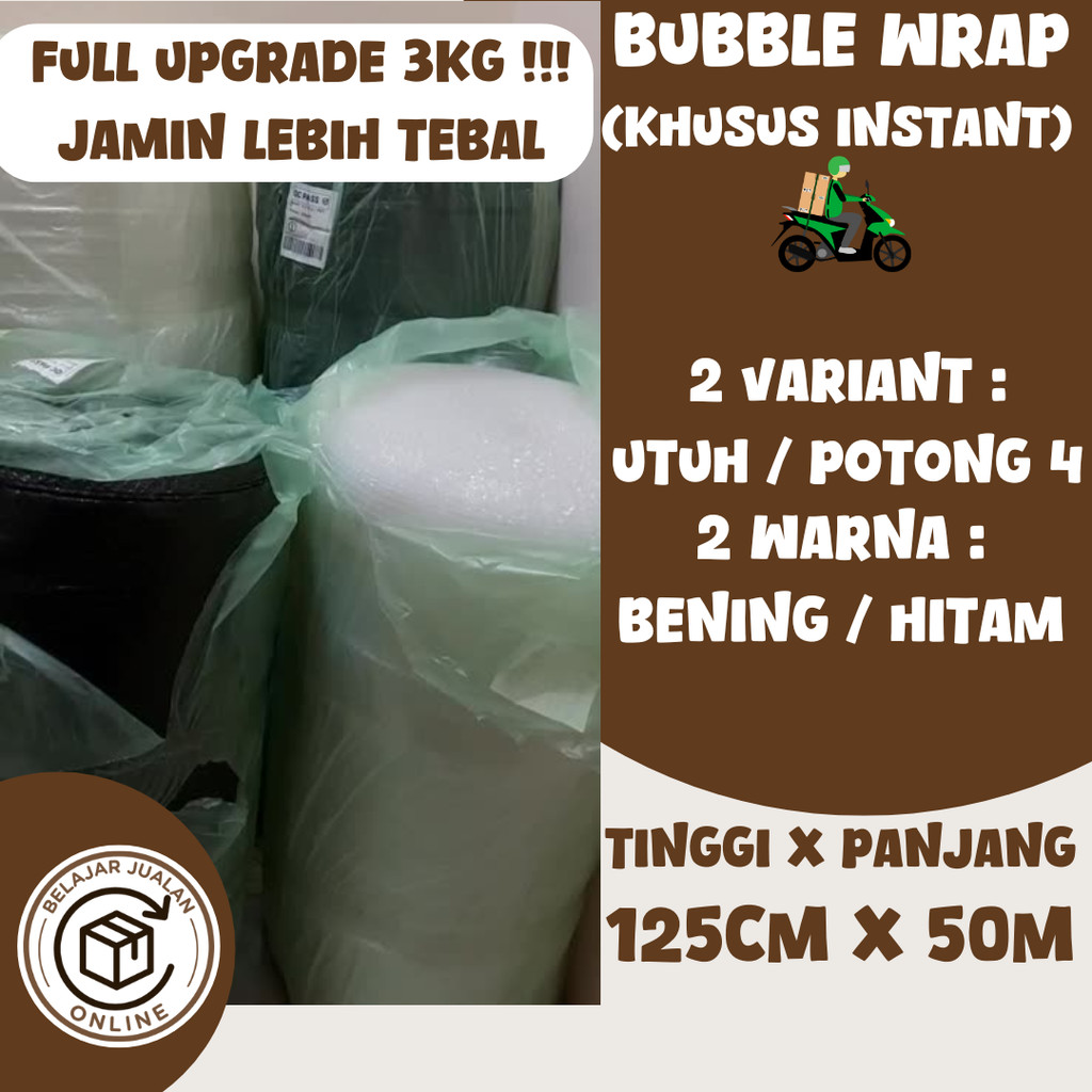 

(INSTANT) NEW UPGRADE Bubble Warp (Bungkus Gelembung) Utuh/Potong 4 HITAM/BENING Premium Plastik Packing Waterproof