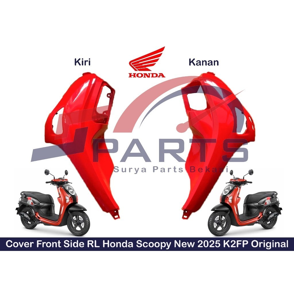 Cover Body Samping Depan Scoopy 2025 Cover Sayap Scoopy New 2025 Kanan Kiri Merah glossy Original
