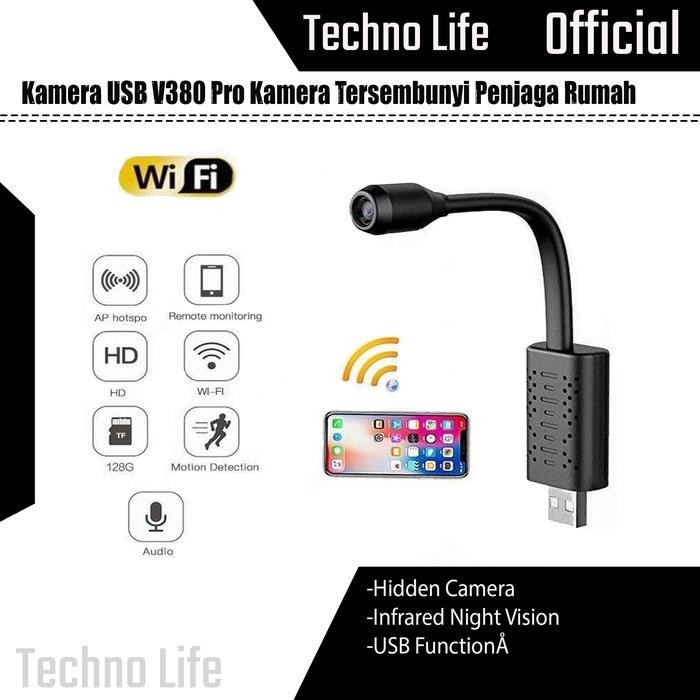 Kamera CCTV USB Mini V380 Pro 1080p HD Kamera Tersembunyi Pemantau Rumah