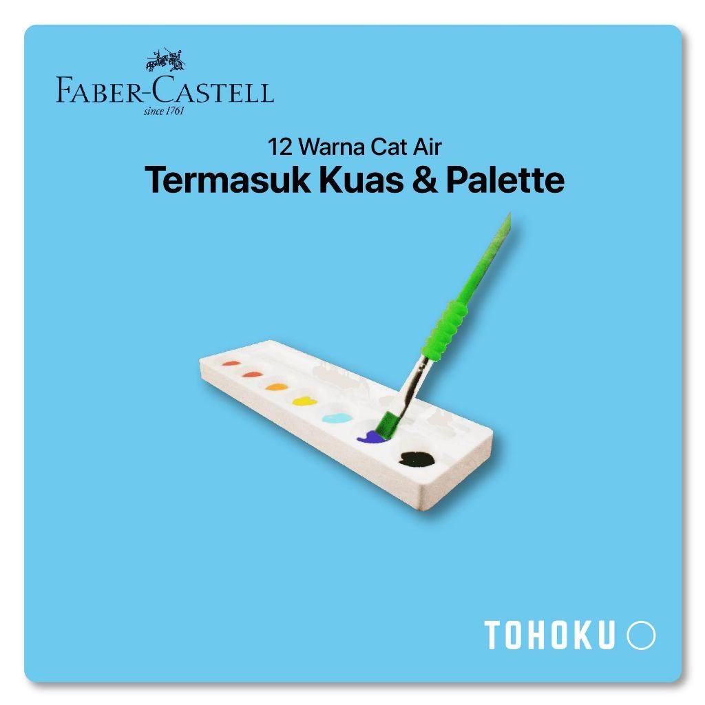 Set Melukis FaberCastell Cat Air / Akrilik 12 Warna dengan Kuas dan Palet Faber Castell Painting