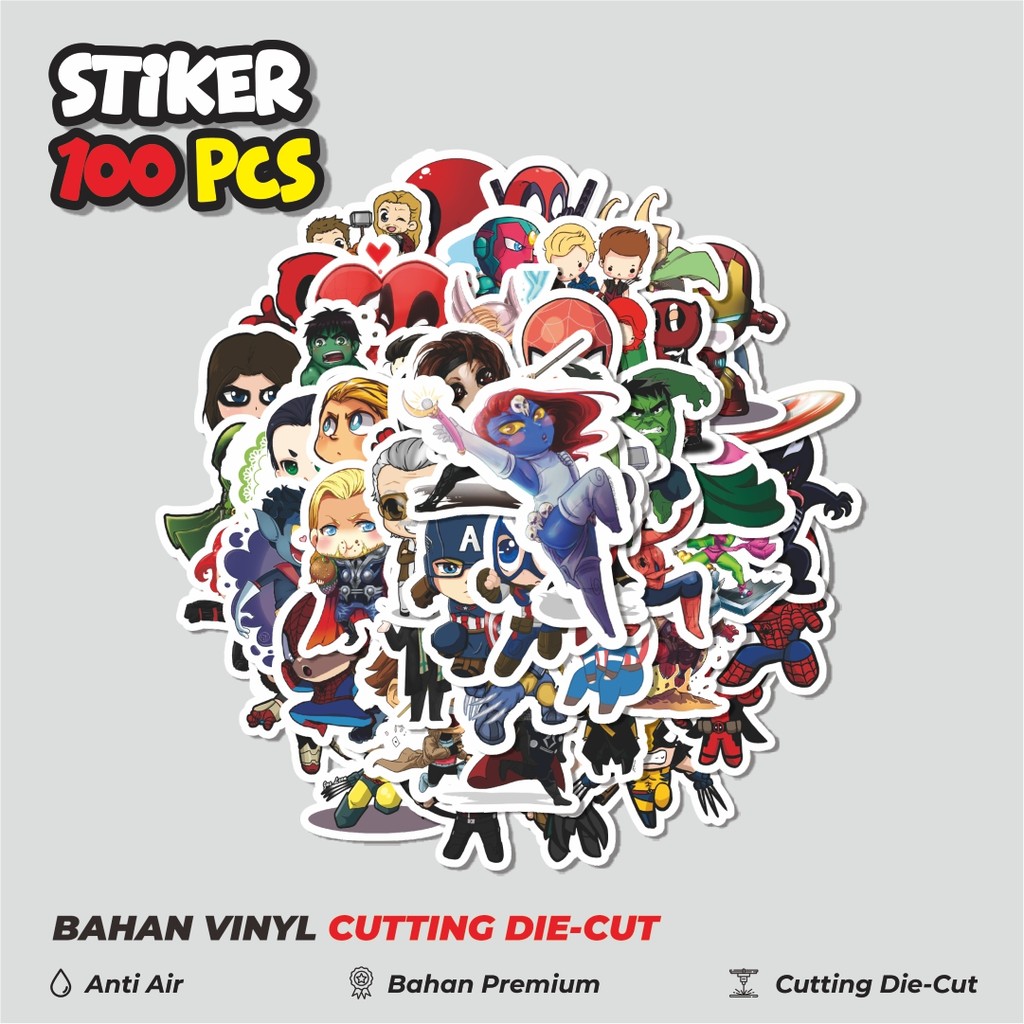 

Terbaru! 50 pcs Stiker Marvel Series Chibi Character Mix Dekorasi Lucu Kreatif untuk Notebook, Skateboard, HP
