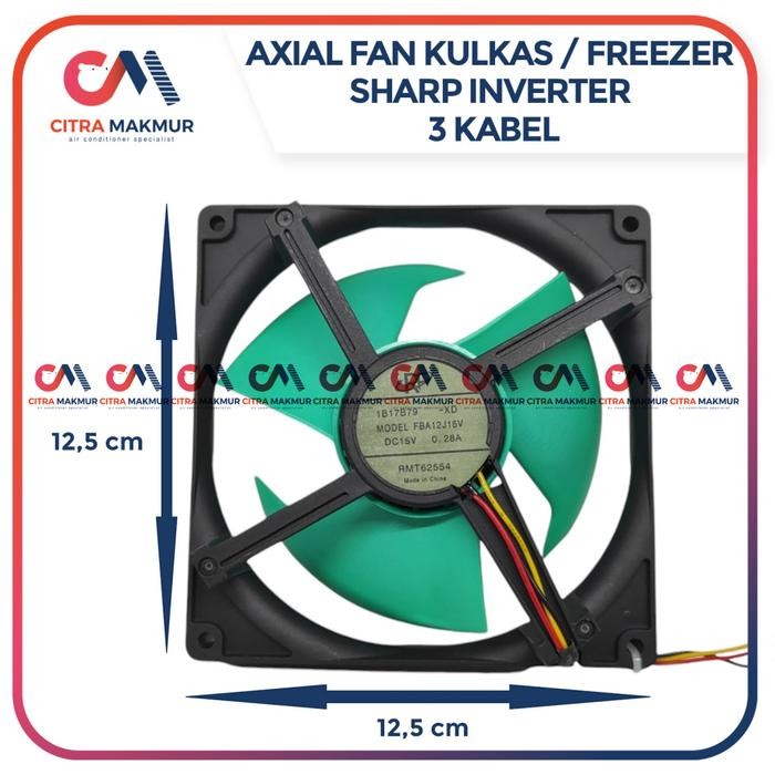 GZ12... Axial Fan Kulkas Sharp Inverter 3 Kabel 15 Volt Kipas Kondensor Evaporator Chiller Freezer T